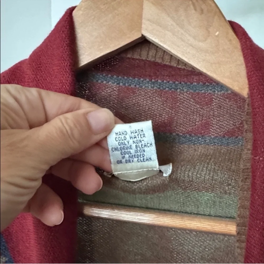 Tasha Polizzi Southwestern Drape Fringe cardigan sweater Sz M Brown Red Open - Picture 7 of 12